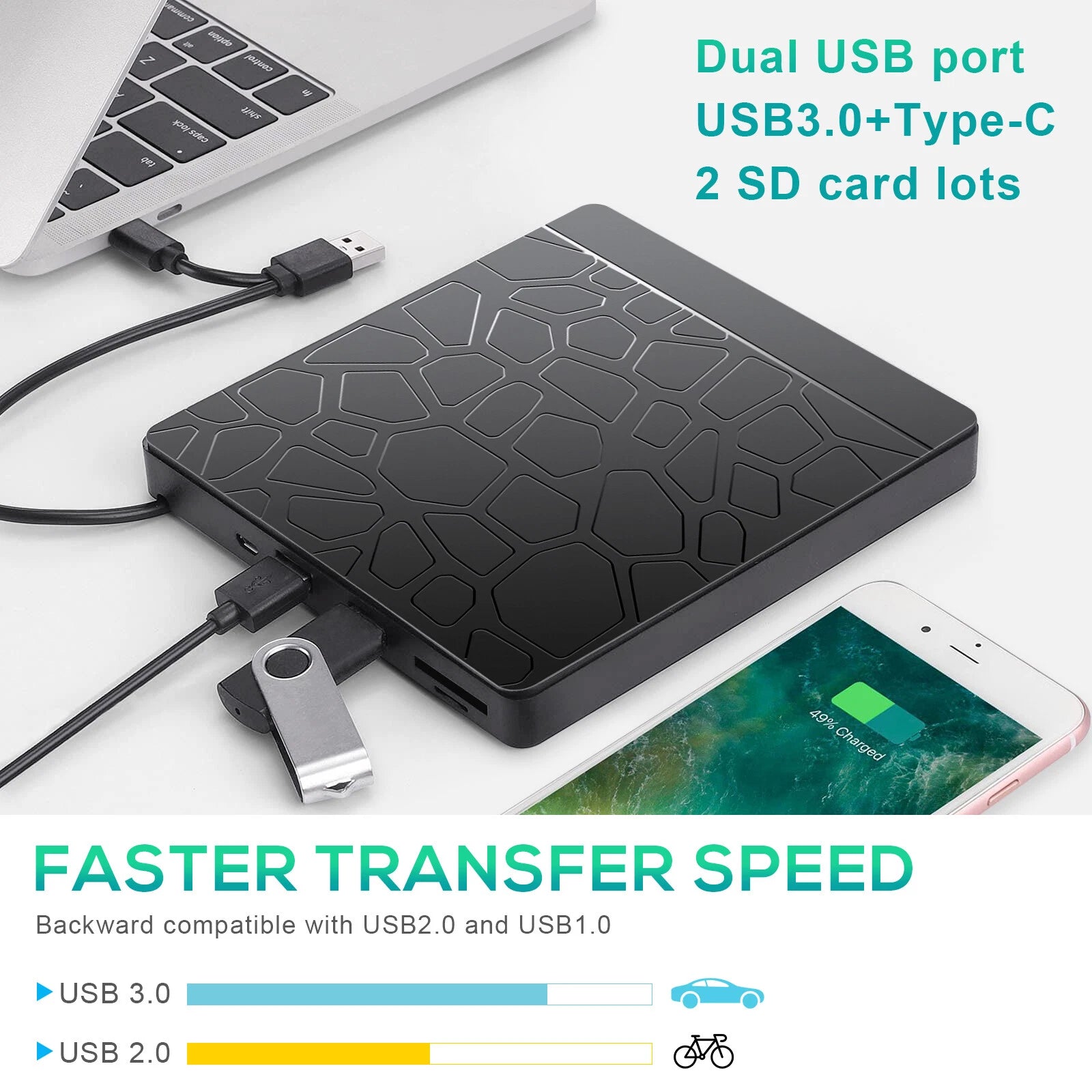 External USB 3.0 Optical Drive Type C Portable DVD CD Laptop Player WIN7/8/10