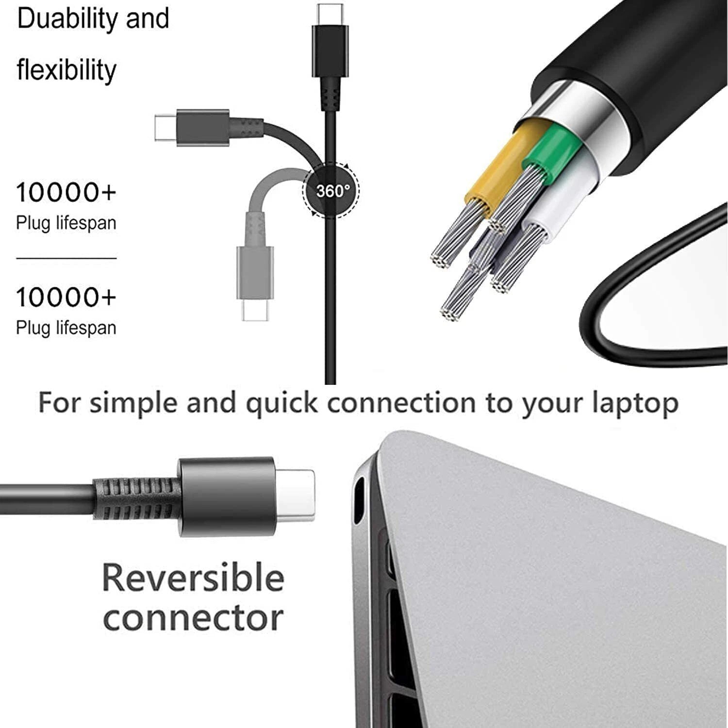 PD Type-C USB-C Laptop Charger for HP Chromebook Lenovo Dell Asus Samsung Switch