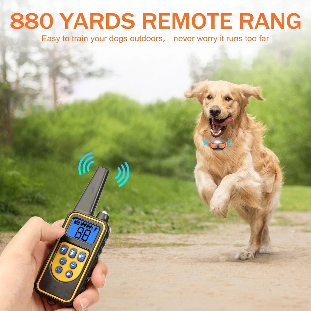 2 Collar Set 2600 FT Remote Dog Shock Training Rechargeable Waterproof LCD Pet