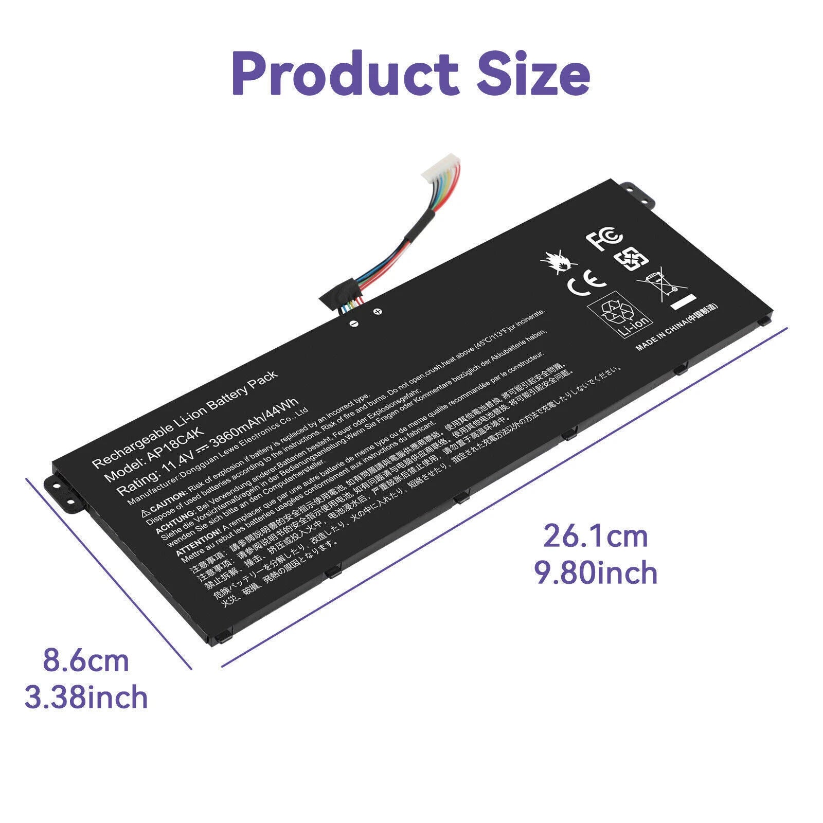Battery AP18C4K For Acer Aspire A515-43 A515-43-R-19-L A515-43-R057 KT0030401