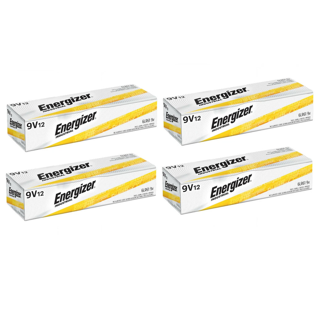48 Energizer Industrial 9 Volt (9V) Alkaline Batteries (EN22, 6LF22, 6AM6)