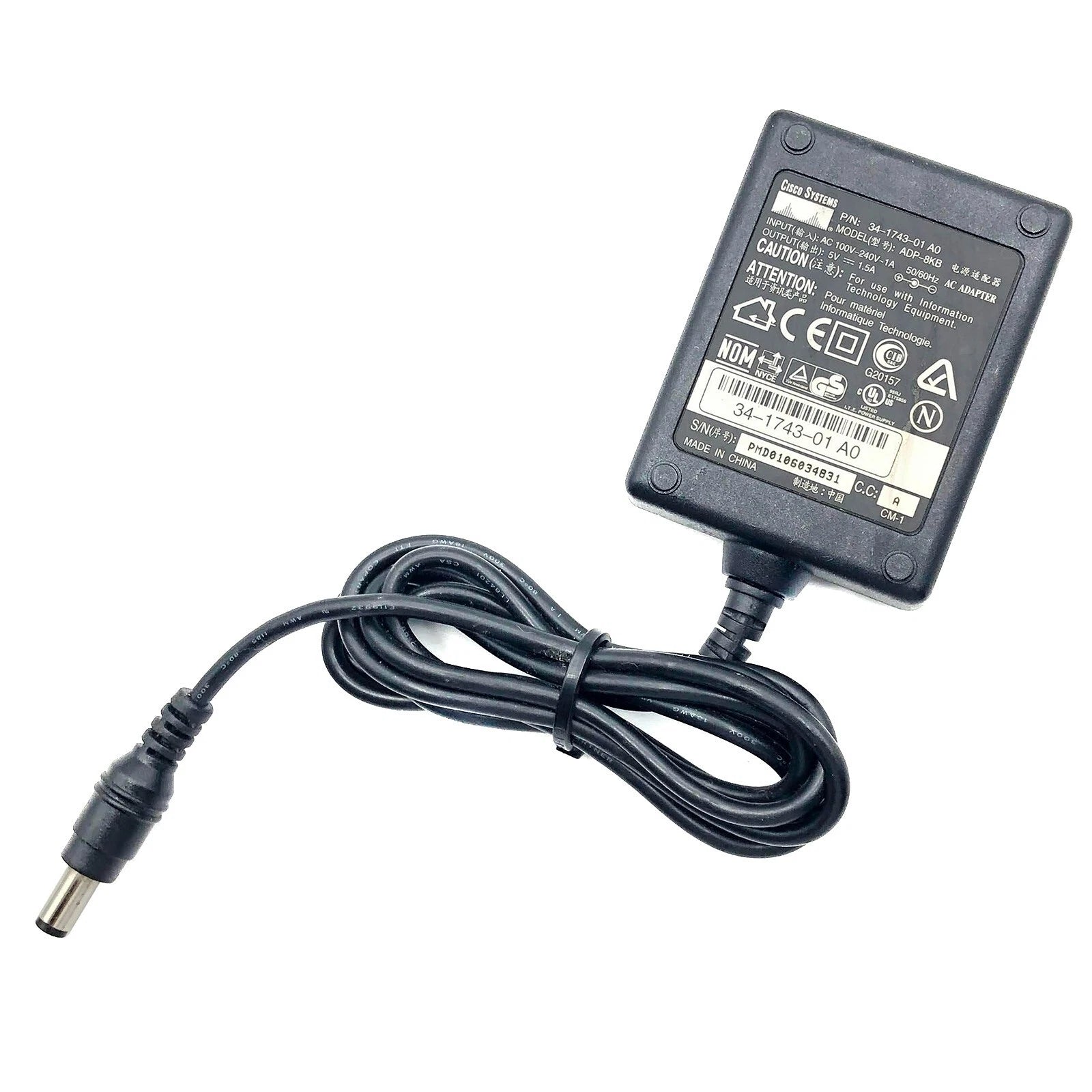 NEW Genuine Cisco AC Adapter ADP-8KB Power Supply 5V 1.5A 5.5x2.5mm