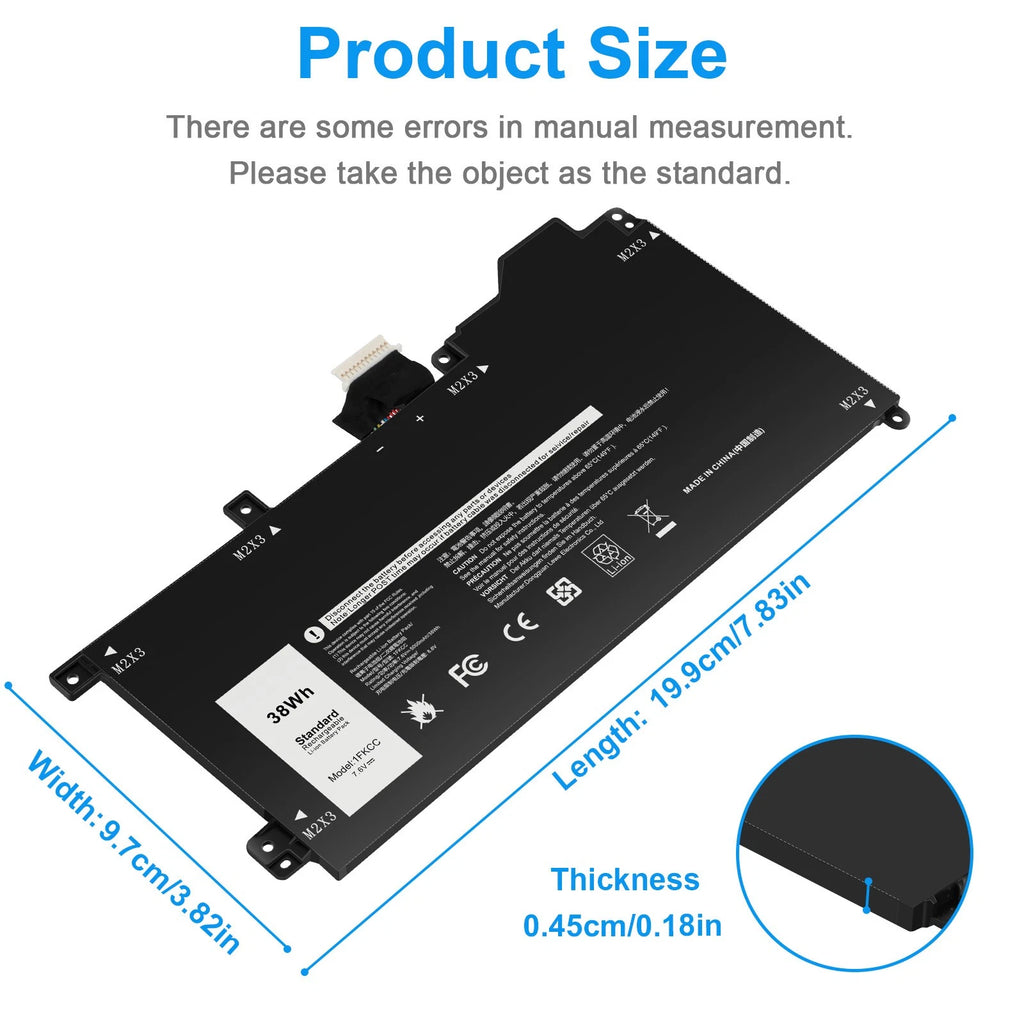 1FKCC BATTERY FOR DELL LATITUDE 7200 7210 2-IN-1 SERIES KWWW4 D9J00 9NTKM 38WH