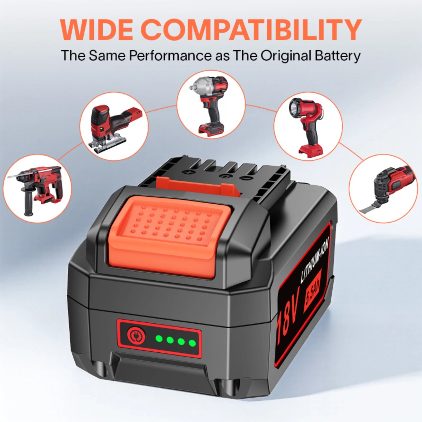18V 5.5Ah Lithium-Ion Battery for Flex FL1850 Compatible with Flex Cordless Tool