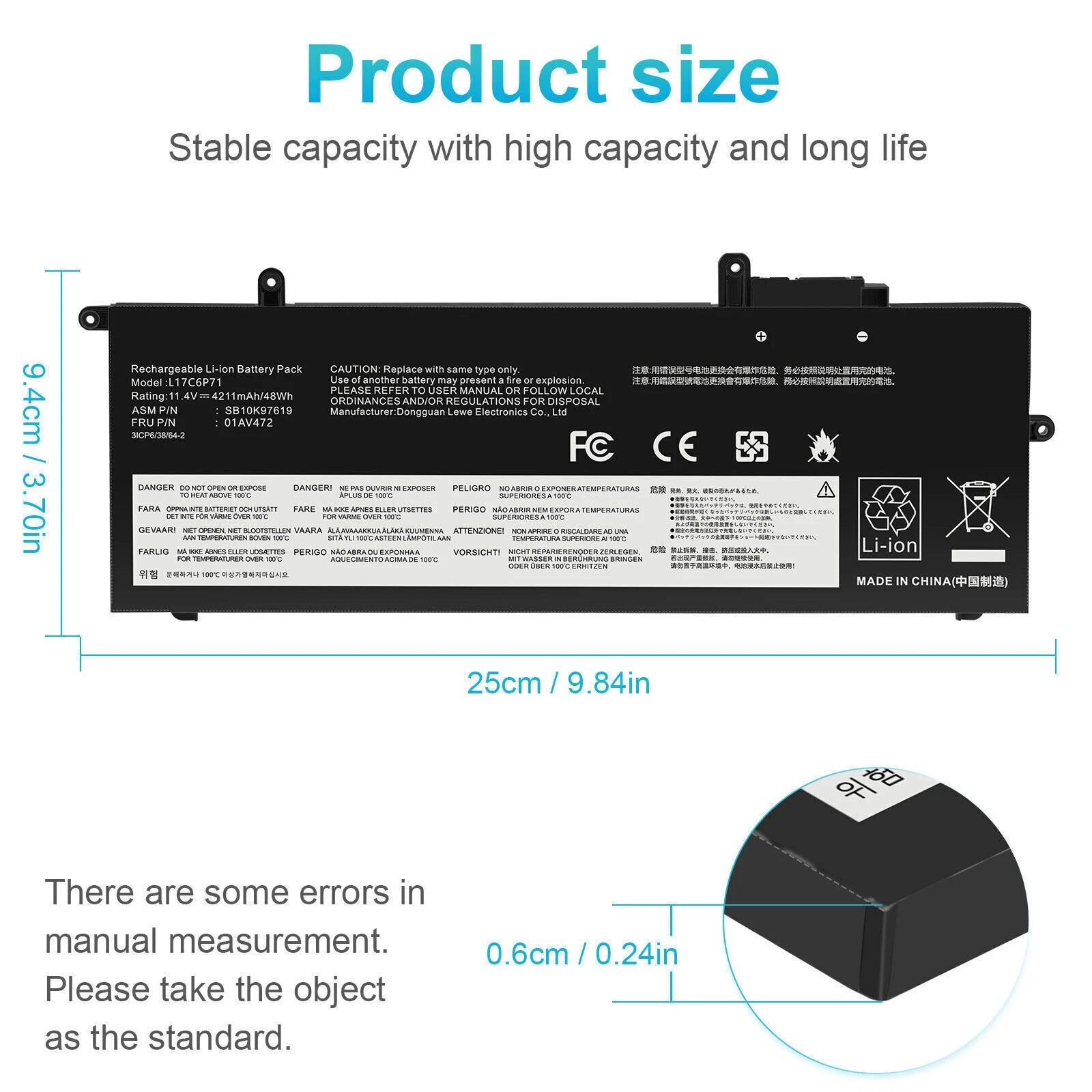 48Wh 01AV470 01AV485 L17L6P71 Battery For Lenovo ThinkPad X280 A285 L17M6P71