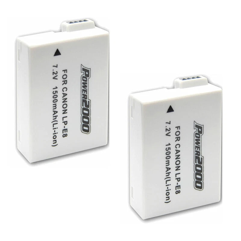 2 Pack LP-E8 LPE8 Batteries for Canon EOS T2i, T3i, T4i, T5i Camera