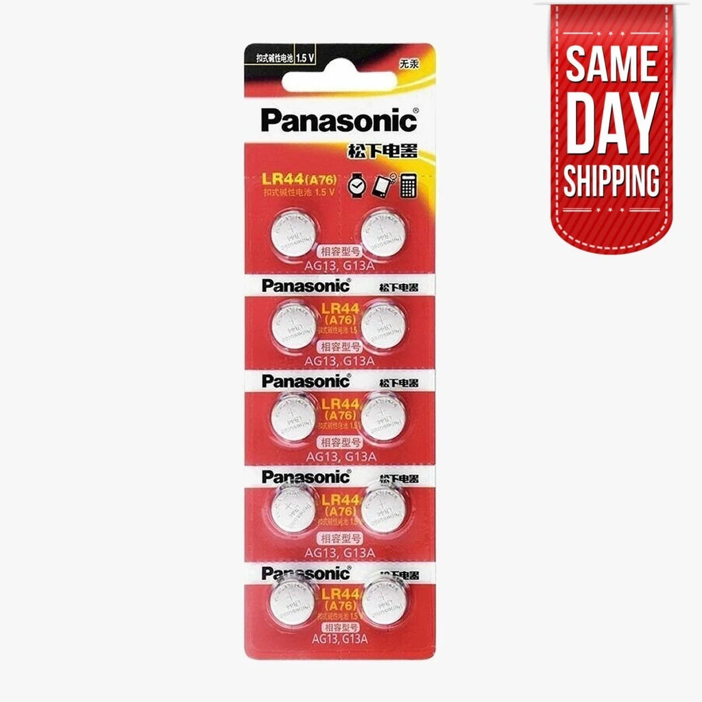 Panasonic A76 LR44/A76 1.5V Alkaline Batteries 10 Count Exp 2028