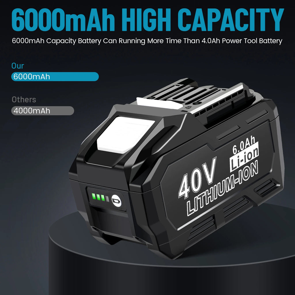 1/2 PACK 40Volt 6.0Ah Battery For Makita 40V Battery XGT BL4025 BL4050 W/ LED