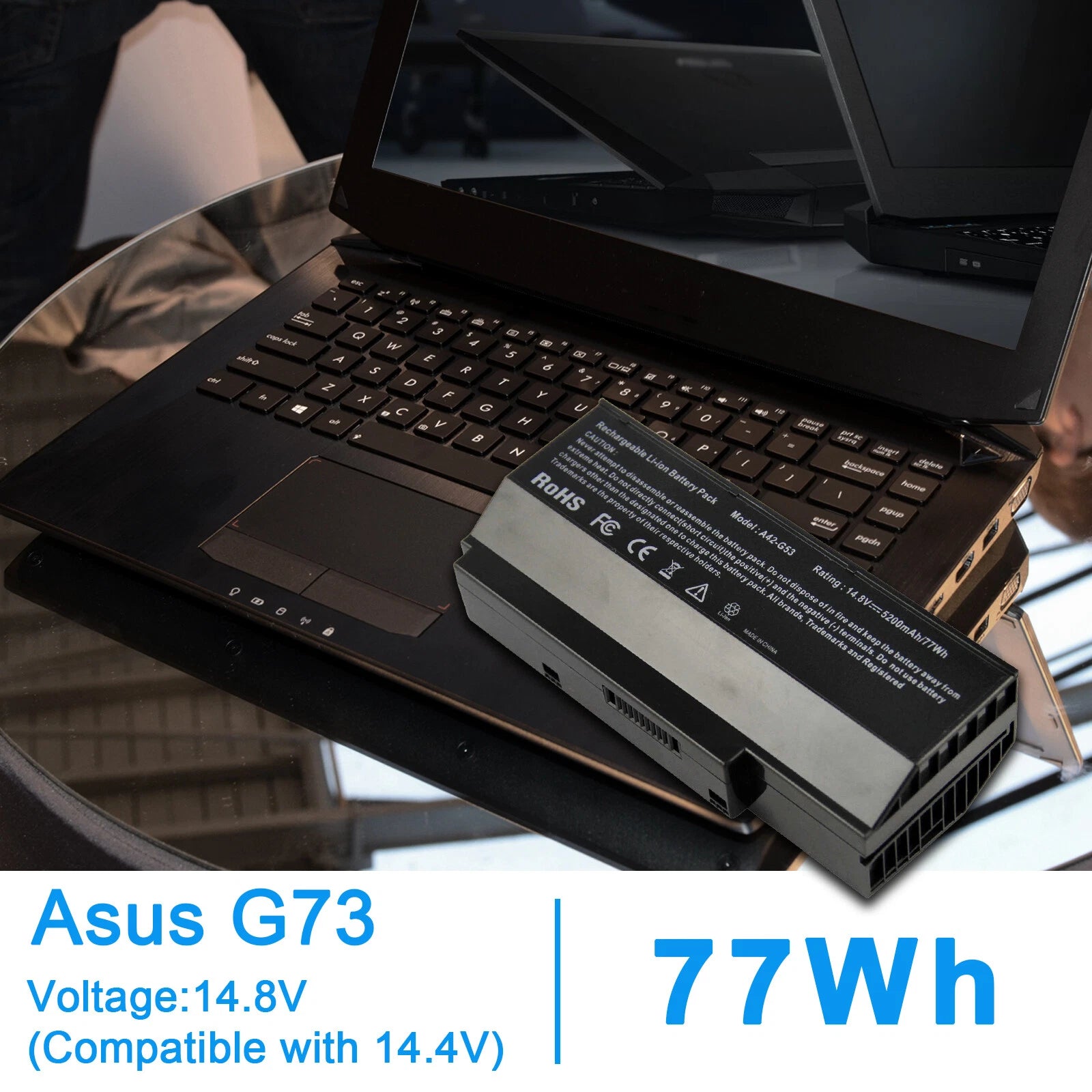 G73 Laptop Battery For ASUS G73JH G73JW G73j G73SW G53 G53S A42-G73 G73-52 77Wh