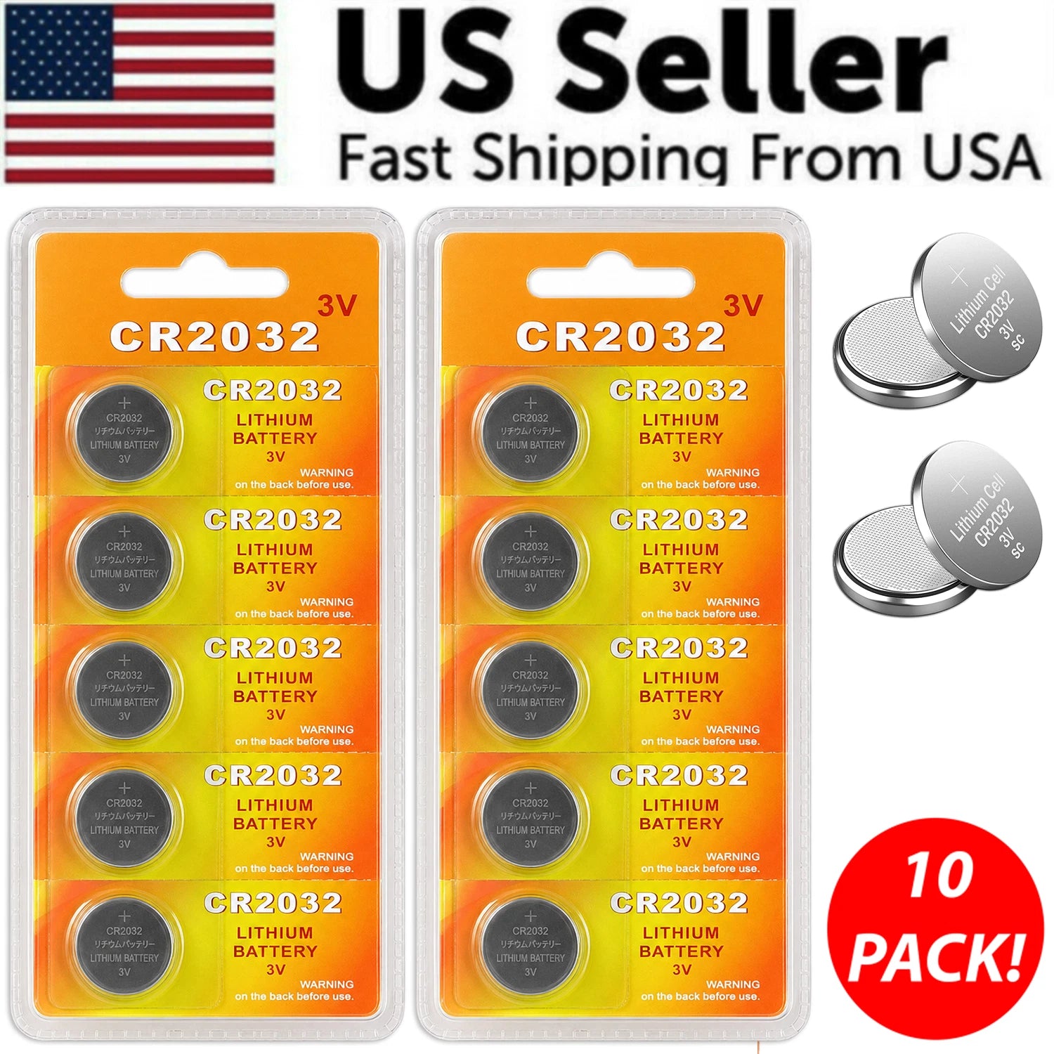 10 x LITHIUM BATTERY 3V CR2032 CR 2032 BR2032 DL2032 Remote Button Cell Watch
