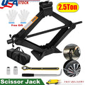 2.5 Ton Scissor Jack Handle Crank Wheel Lug Wrench Tool Kit Car Garage Tire