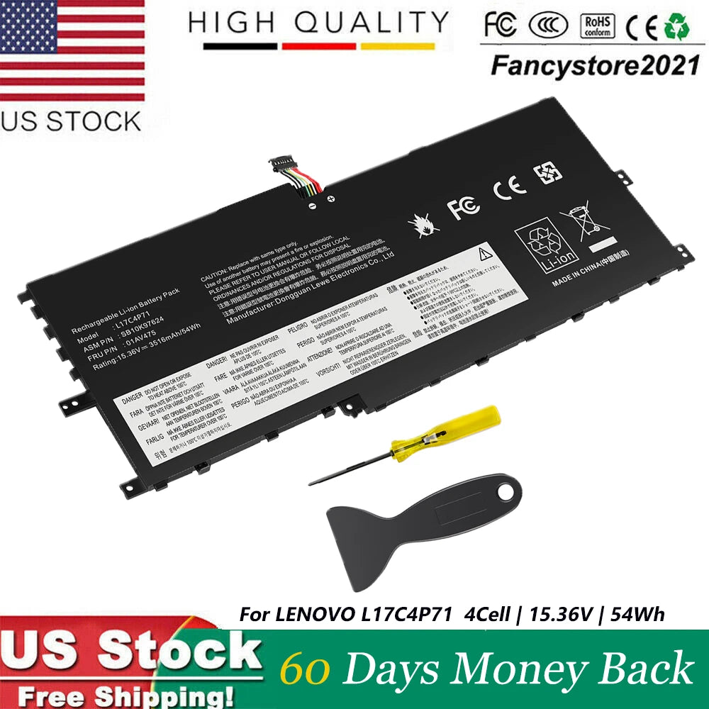 01AV474 L17M4P71 Battery For Lenovo ThinkPad X1 Yoga 3rd Gen 2018 01AV475 54Wh