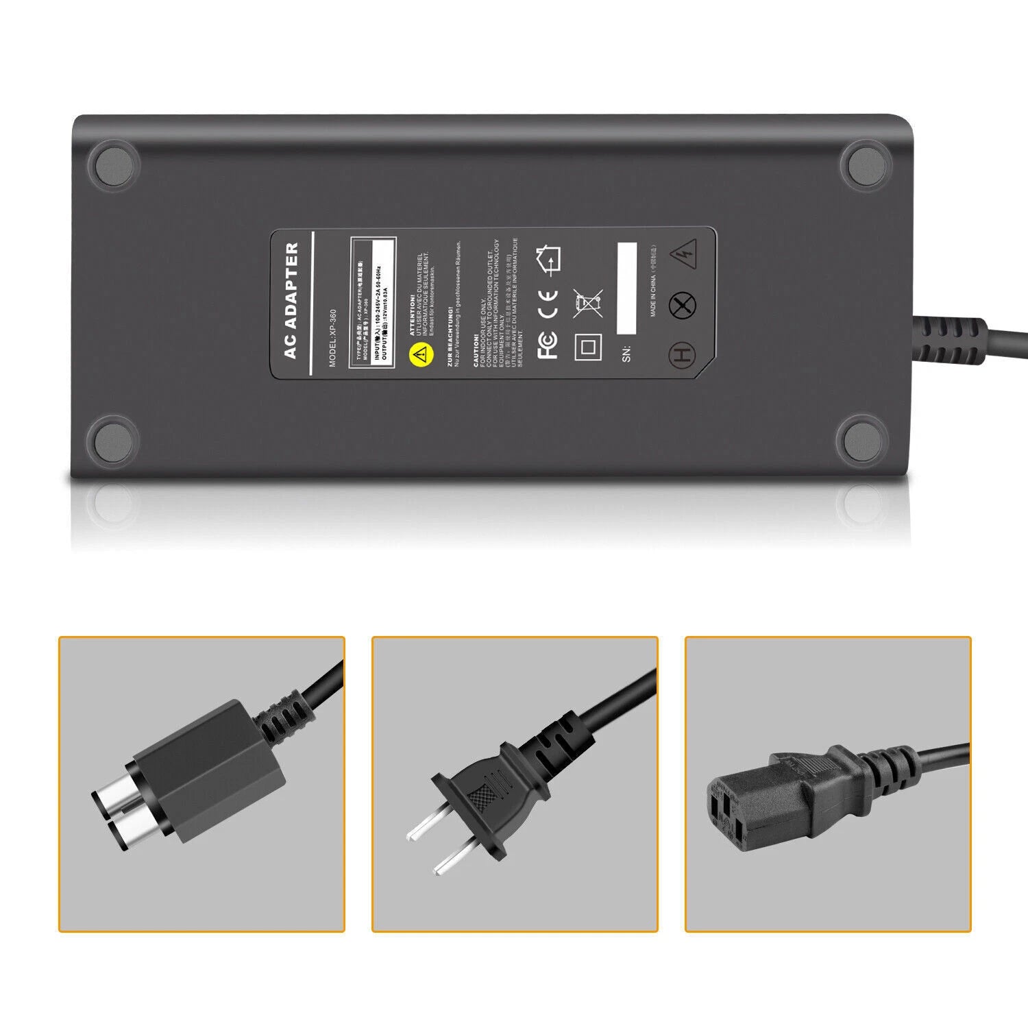 For Xbox One X/S Xbox 360 Slim AC Adapter Brick Console Charger Power Cable US