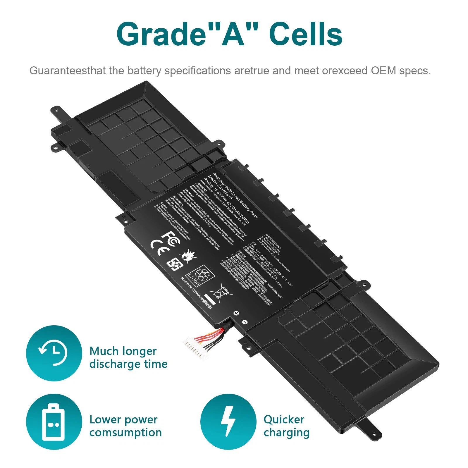 C31N1815 Battery For ASUS Zenbook 13 UX333FN UX333FA RX333FA 0B200-03150000 50Wh