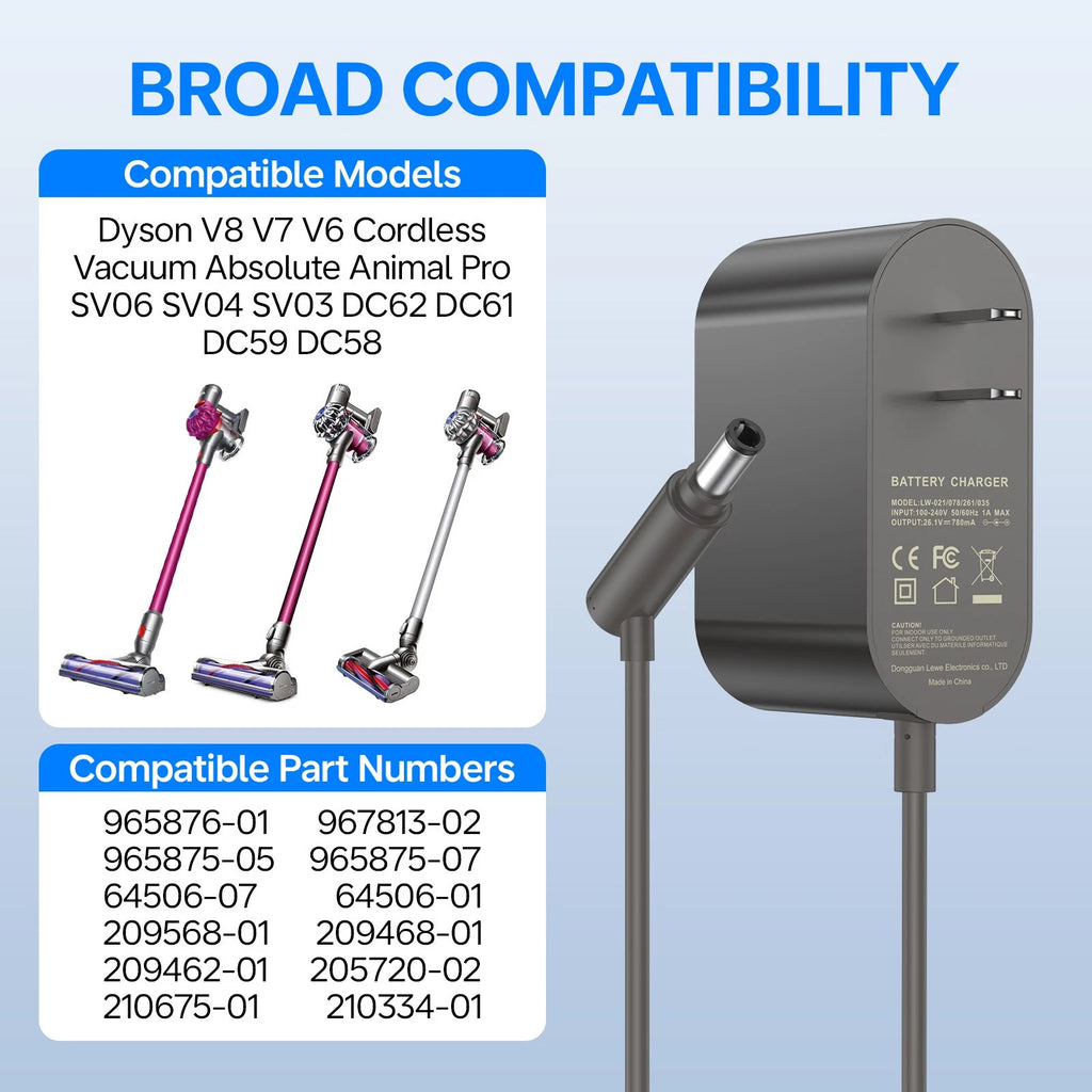 For Dyson Cordless V6 V7 V8 Animal Absolute Power Adapter Battery Charger Supply