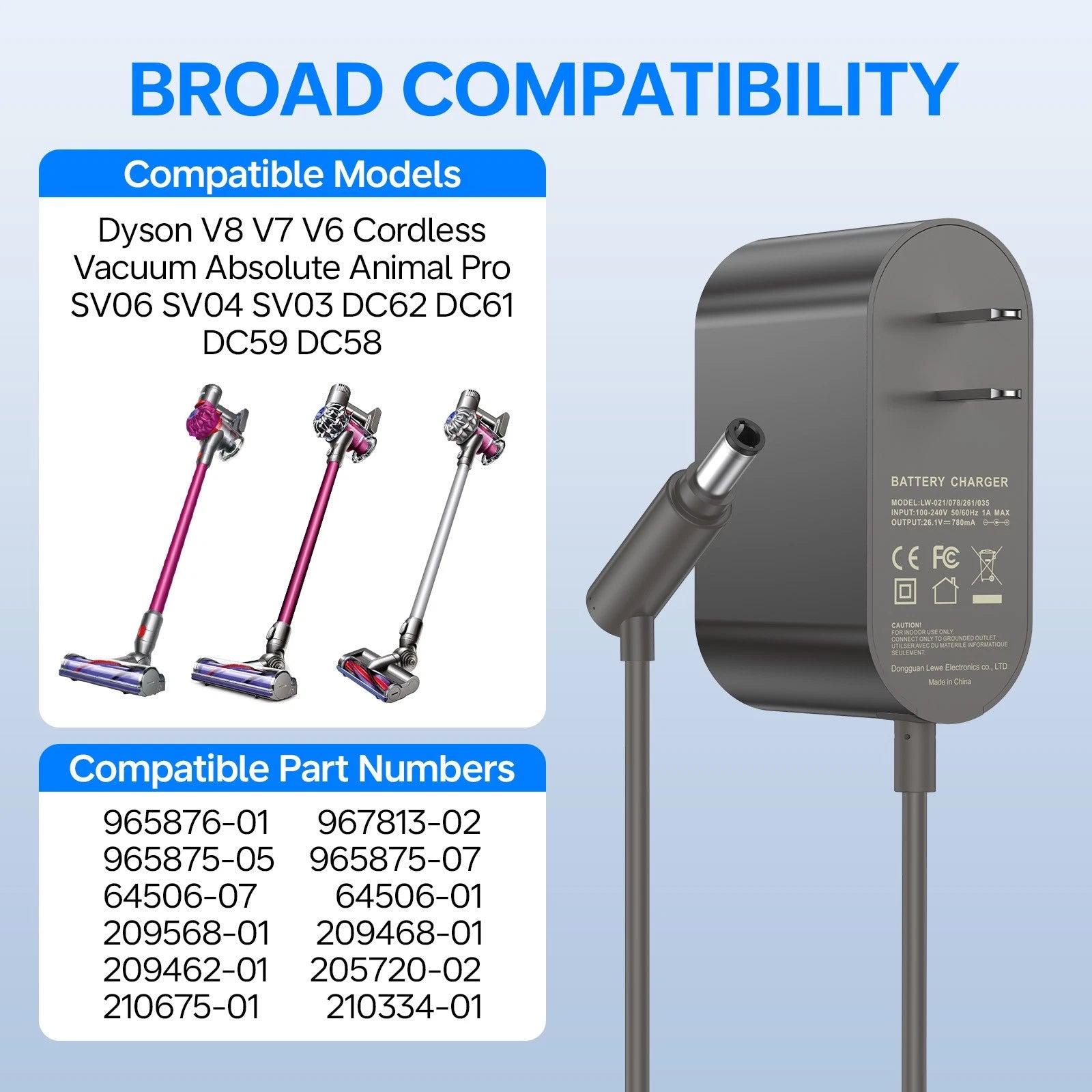 For Dyson Cordless V6 V7 V8 Animal Absolute Power Adapter Battery Charger Supply