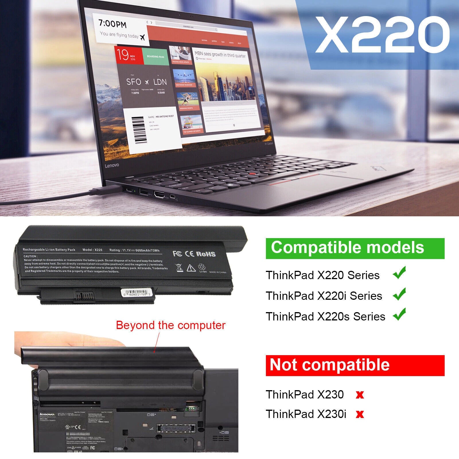 Battery for Lenovo IBM ThinkPad X220 X220s X220i 0A36281 0A36282 0A36283 9 Cell