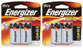4 Energizer Max 9 Volt 9v alkaline Batteries