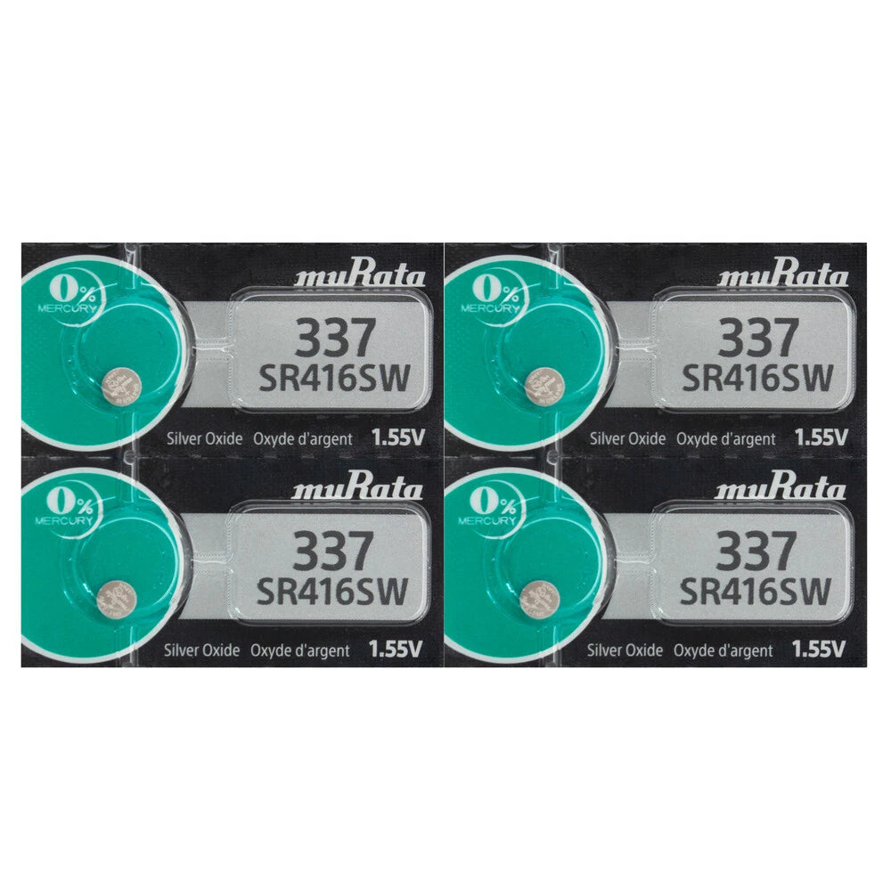 4 PCS MURATA 337 WATCH BATTERIES SR416SW SR416W - Replaces Sony