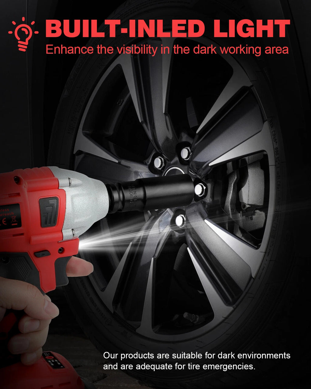 Cordless Electric Impact Wrench Gun 1/2'' High Power Driver With 2 Battery 18V