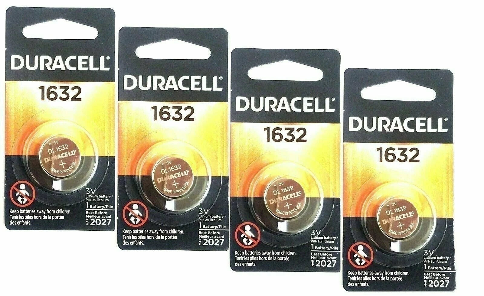 4 Pcs Fresh Duracell Lithium Battery ECR1632 CR1632 DL 1632 3V Batteries