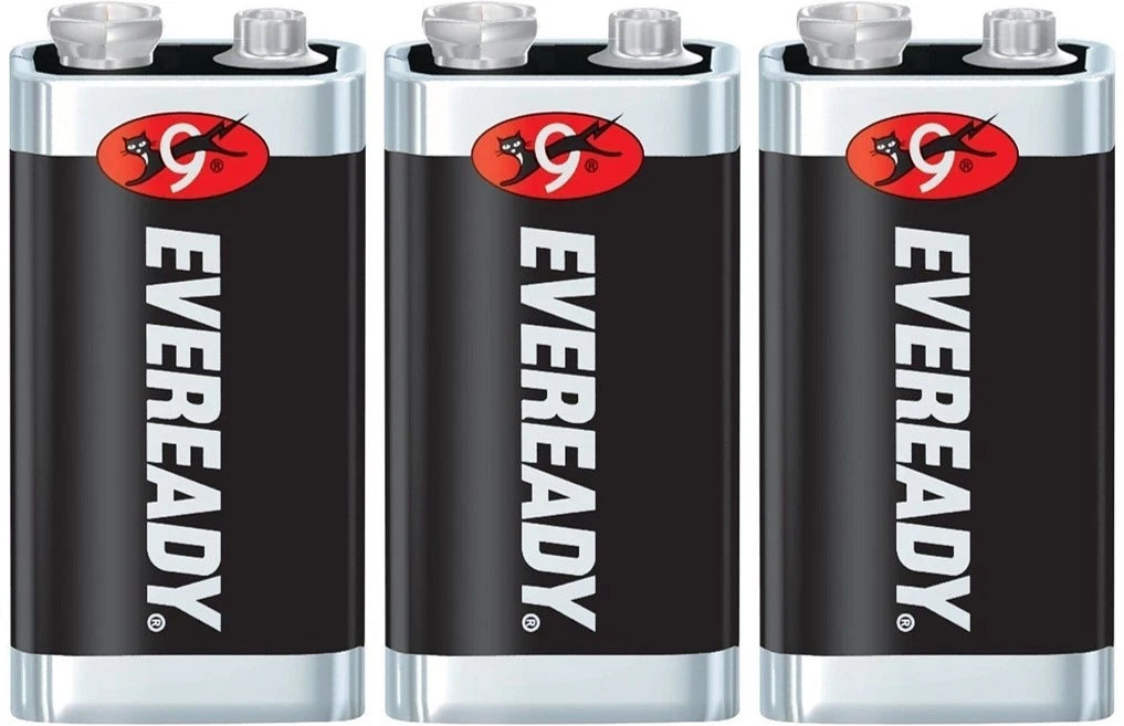 3 Eveready Super Heavy Duty 9V 9 Volt Carbon Zinc Batteries