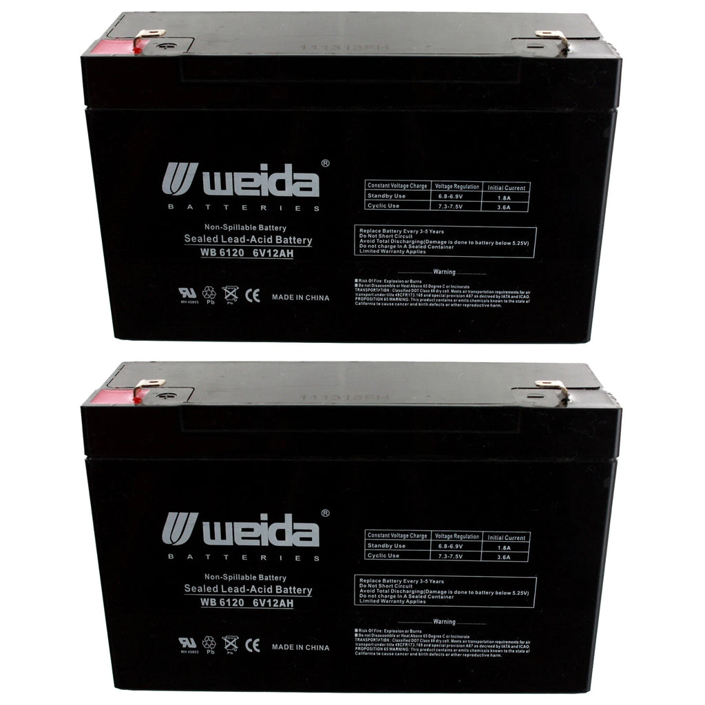 NEW 2pc 6V 12Ah SLA Battery WB6120F1 For UB6120, WKA6-12F, PS6100
