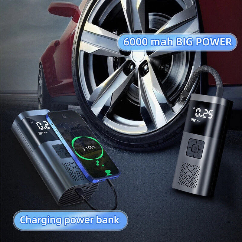 Cordless Air Compressor Digital Display Tire Inflator Electric Air Pump & LED