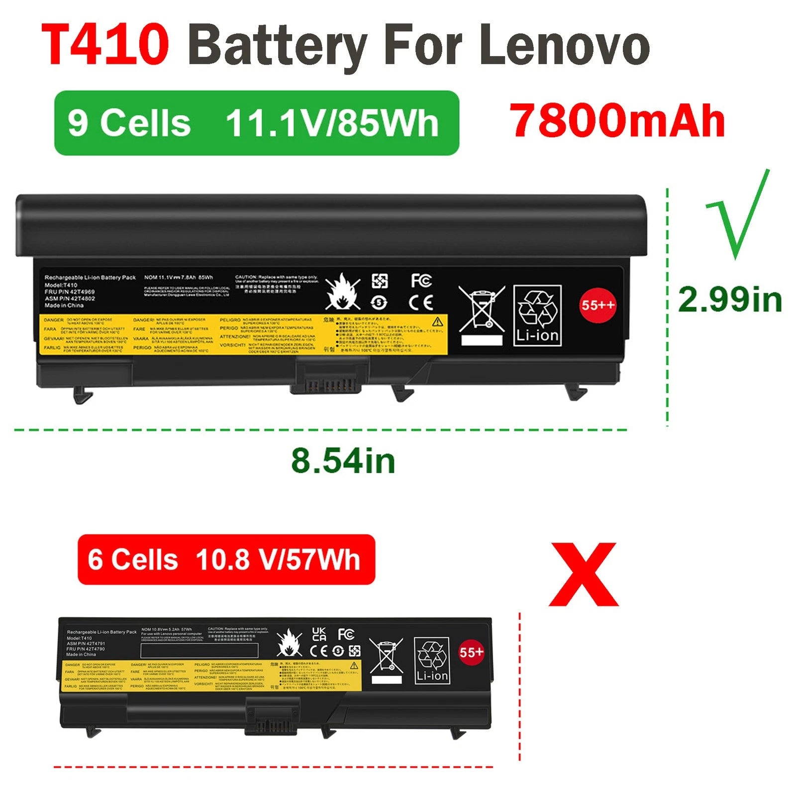 LOT 86Wh Battery for Lenovo ThinkPad T410 T420 T510 T520 SL410 SL510 W510 W520