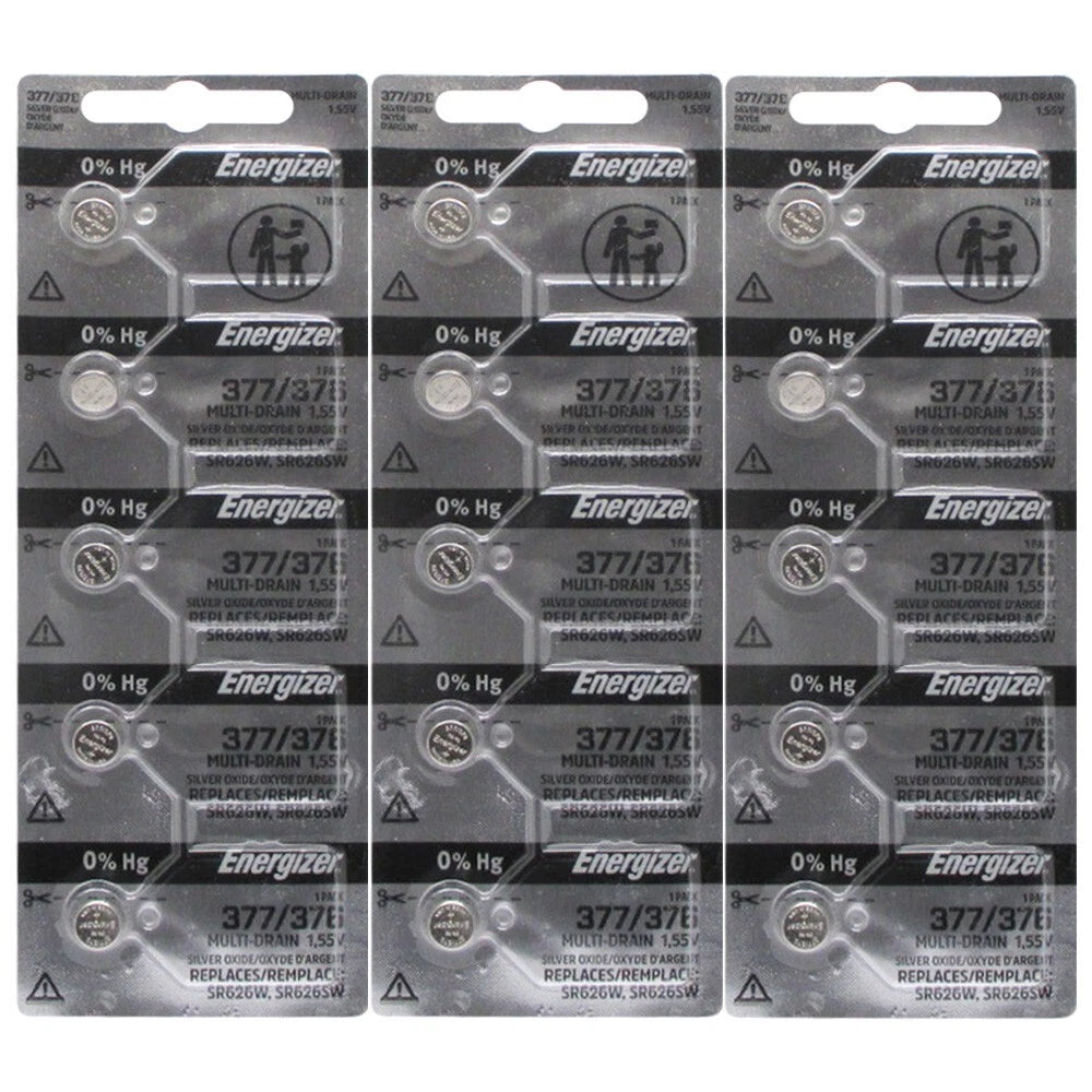 ENERGIZER 377 376 WATCH BATTERY SR626SW SR626W Silver Oxide Battery - 15 Pack