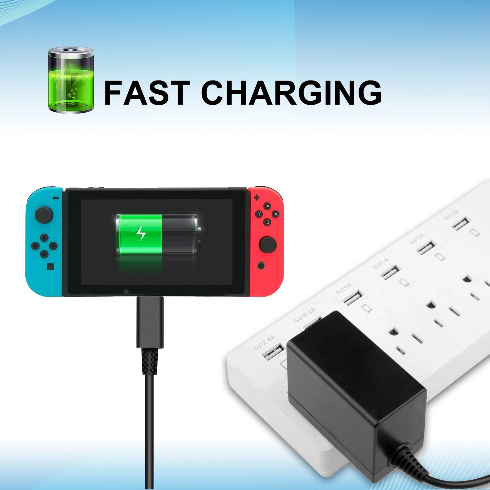 USB C AC Adapter For Nintendo Switch Power Supply Home Wall Travel Charger Cable