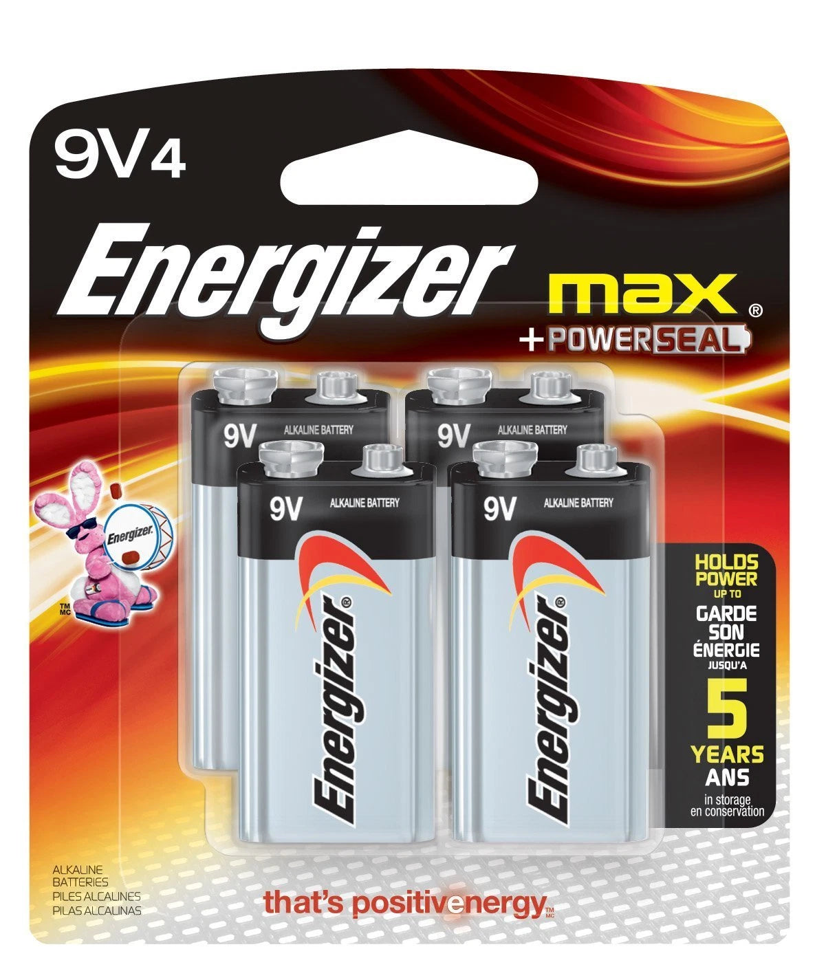 4 Energizer Max 9 Volt 9v alkaline Batteries (4 Pack)