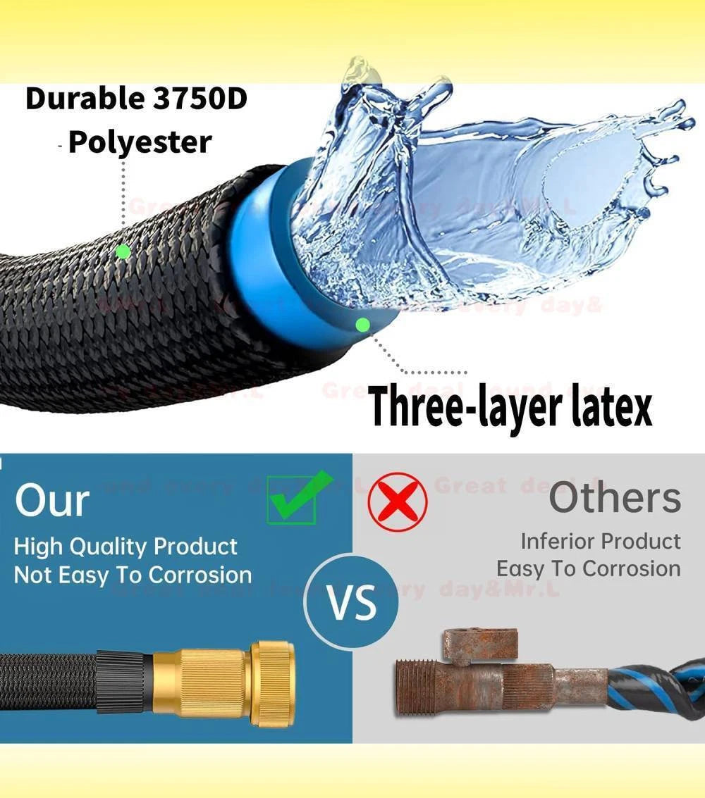 5 Times Stronger Deluxe Expandable Flexible Garden Hose Water Hose 75 100 125FT