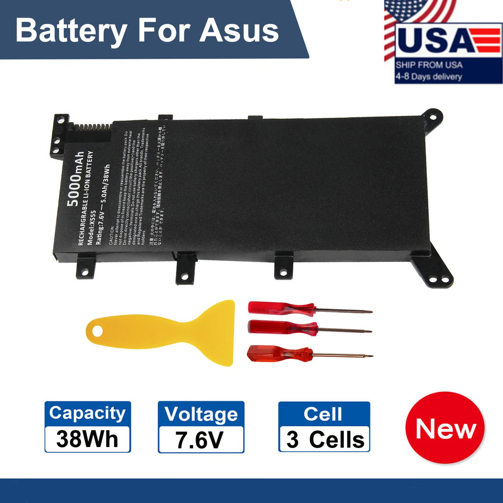 38Wh X555 Battery for Asus X555LA X555LD X555LN X555L C21N1347 2ICP4/63/134 NEW