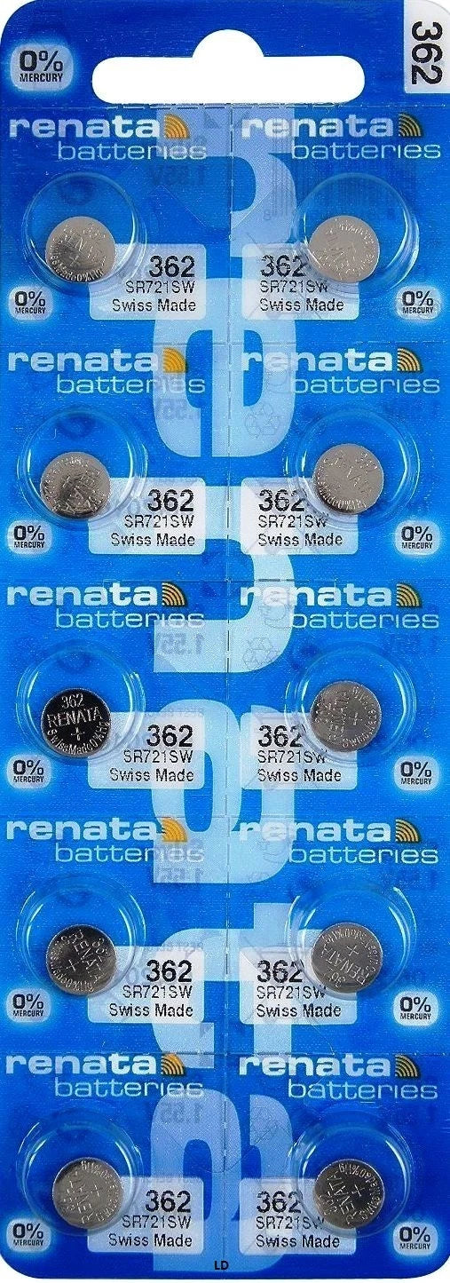 362 RENATA WATCH BATTERIES SR721SW (10 piece) New packaging Authorized Seller