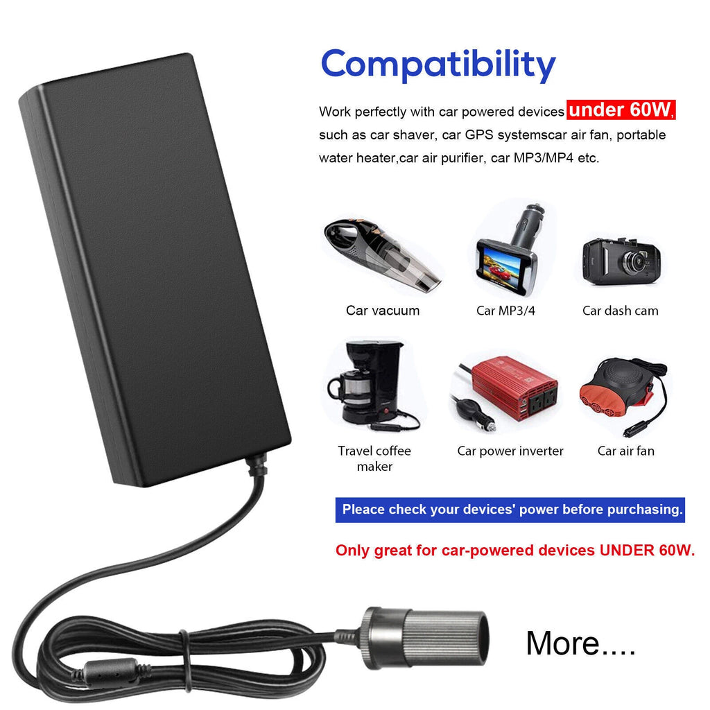 AC To DC Converter 110V To 12V 5A 60W Car Cigarette Lighter Socket Power Adapter