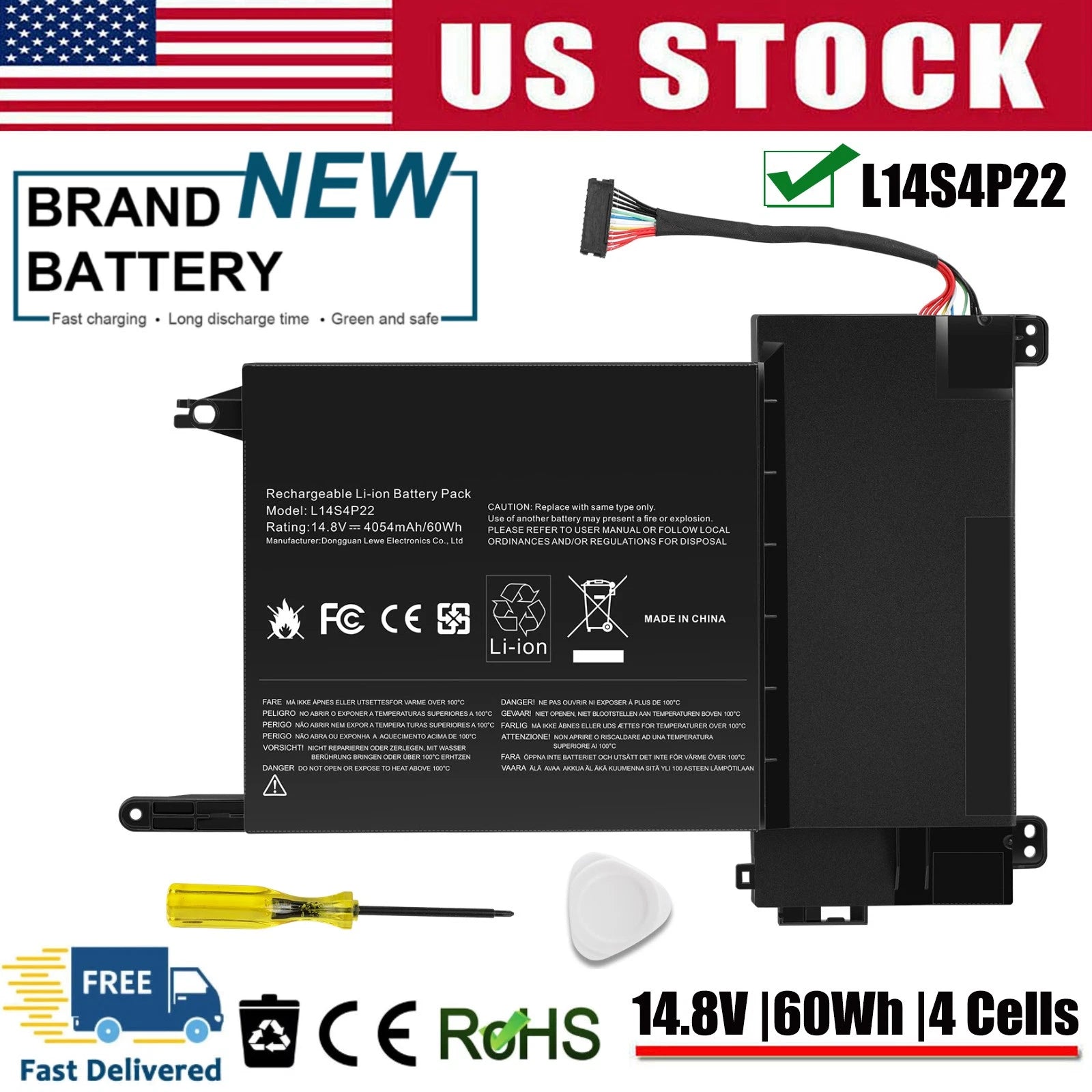 ?New L14M4P23 L14S4P22 Battery for Lenovo IdeaPad Y701 Y700-14ISK Y700-15ISK