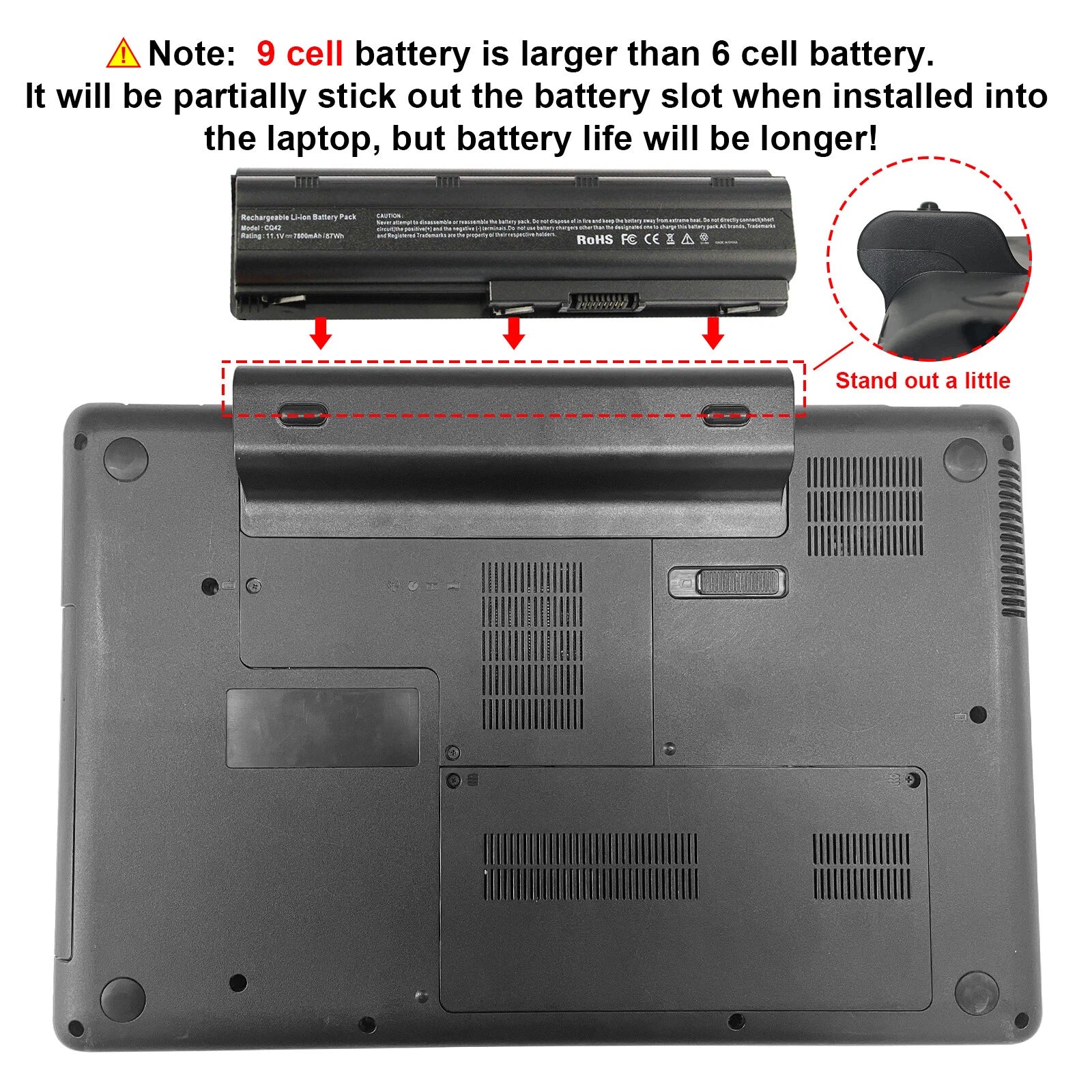 Battery for HP Pavilion G4 G6 G62, Compaq Presario CQ42 CQ56 CQ57 Laptop 9 Cell
