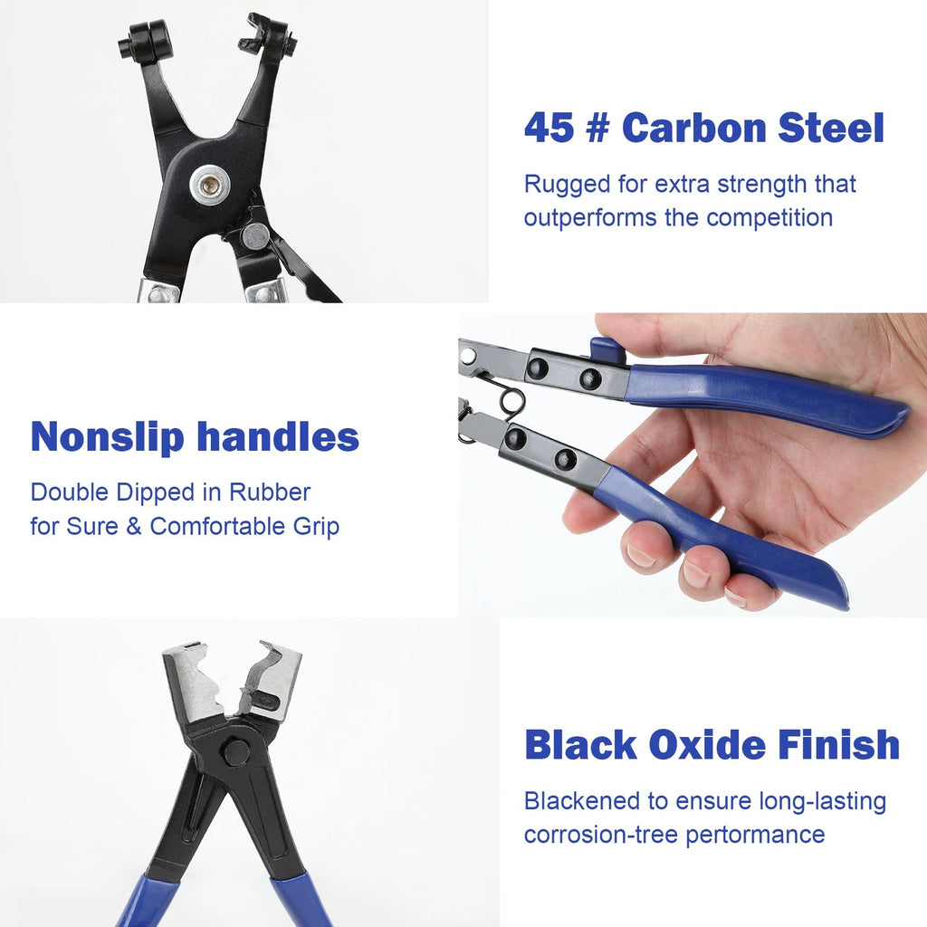 9pc Wire Hose Clamp Clip Pliers Set Swivel Jaw Fuel Oil Water Hose Auto Tool Kit