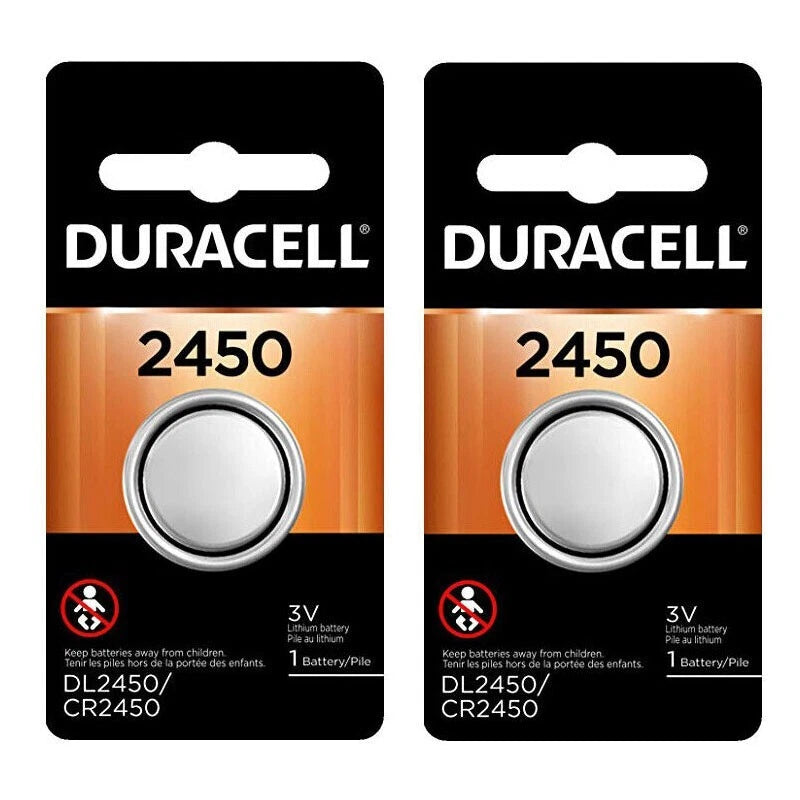 2 Pcs Duracell 2450 DL2450 CR2450 3V Coin Cell Lithium Button Battery