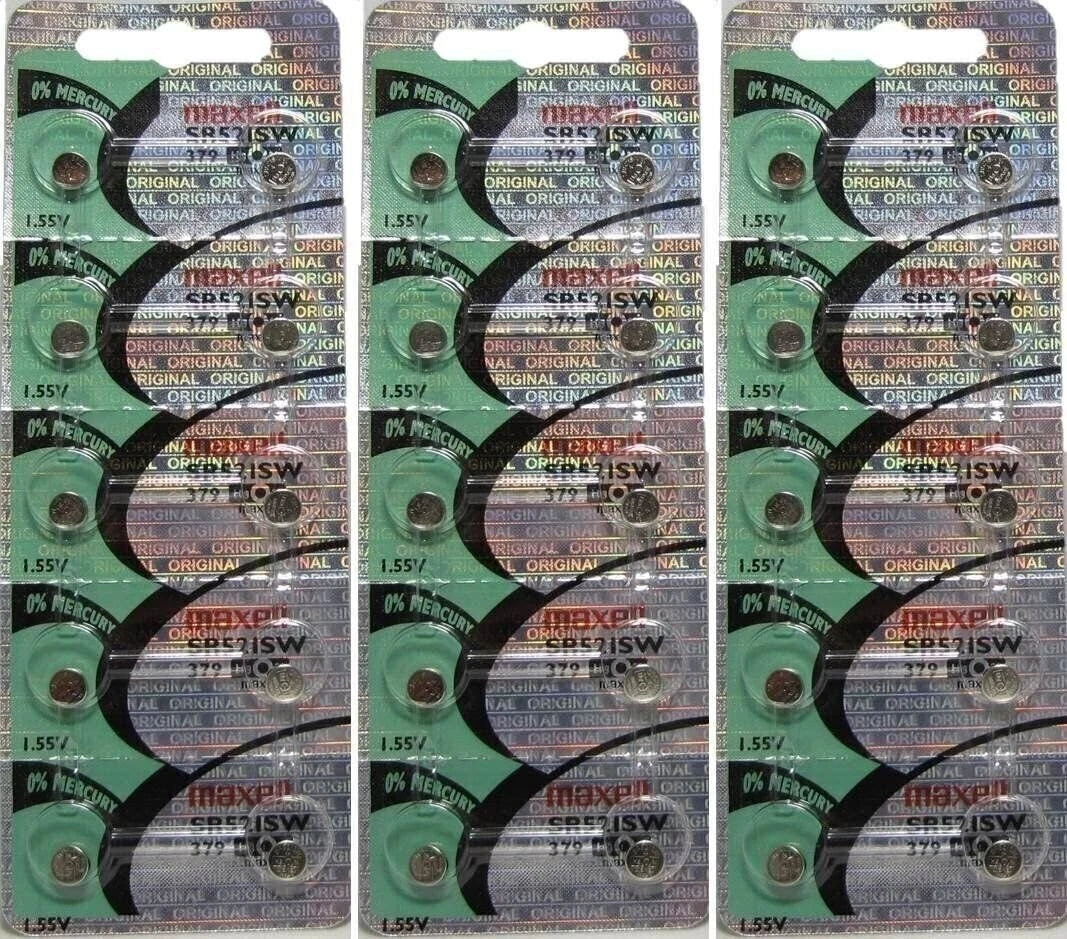 Genuine Maxell 379 SR521SW 1.55v Cell Button Battery x 30