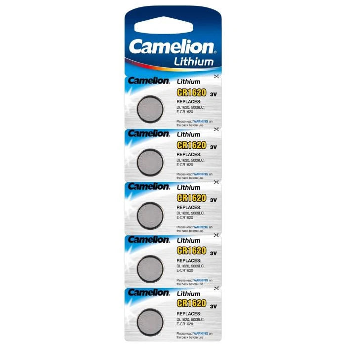 Button Cell: 5 PCS 3.0 V CR-1620 Lithium Batteries By Camelion