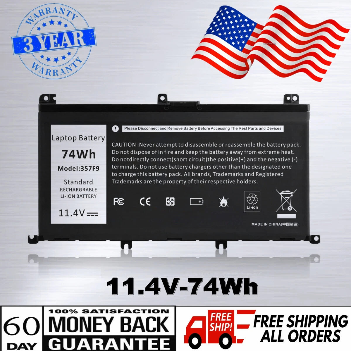 357F9 71JF4 Battery For Dell Inspiron 7000 7559 7557 7566 7567 INS15PD-1548B