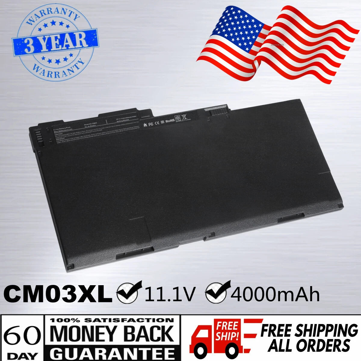 Battery CM03XL for HP EliteBook 740 745 750 755 840 845 850 855 G1 G2 717376-001