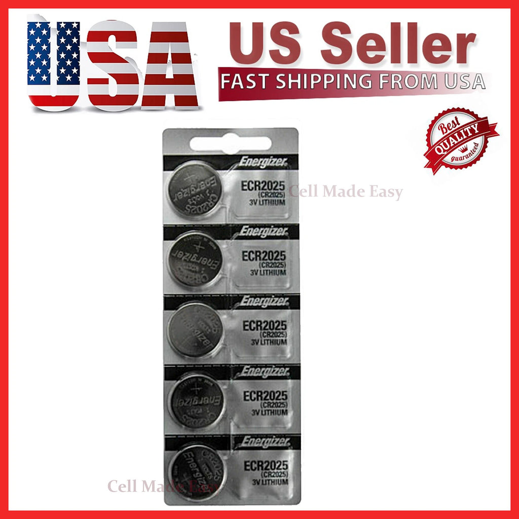 5 x FRESH Genuine Energizer CR2025 ECR2025 3V Coin Button Battery Fast Shipping