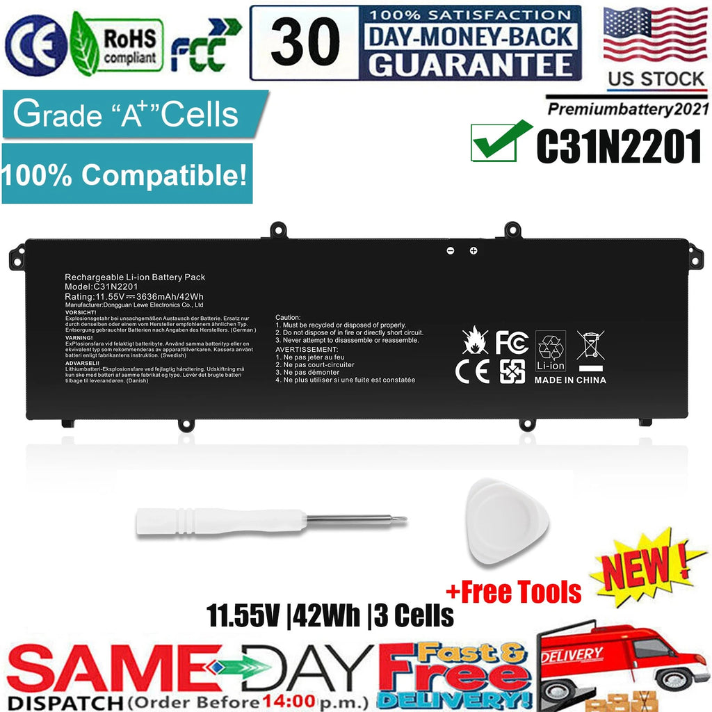 C31N2201 Battery for Asus Vivobook E1504FA E1504GA X1504ZA X1405VA K3604VA Serie
