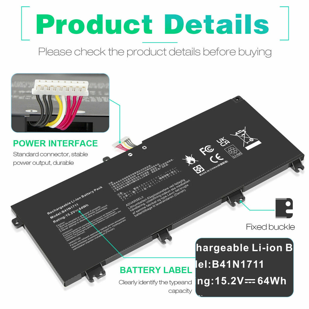 15.2V 64Wh B41N1711 battery for ASUS ROG STRIX GL503GE GL703GE GL503VM FX503