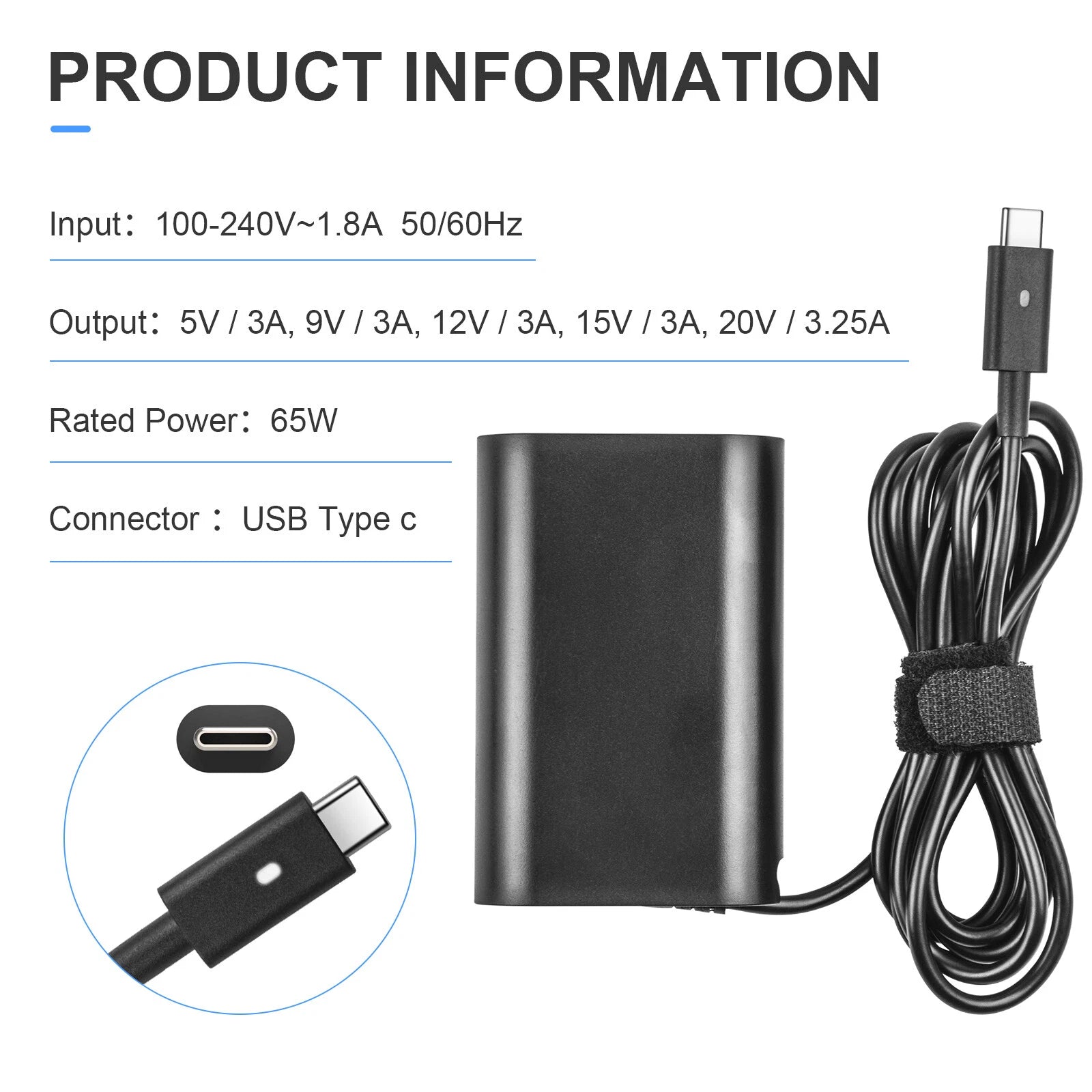 For Dell 65W 20V USB-C Type C HA65NM170 AC Power Adapter Charger Latitude XPS