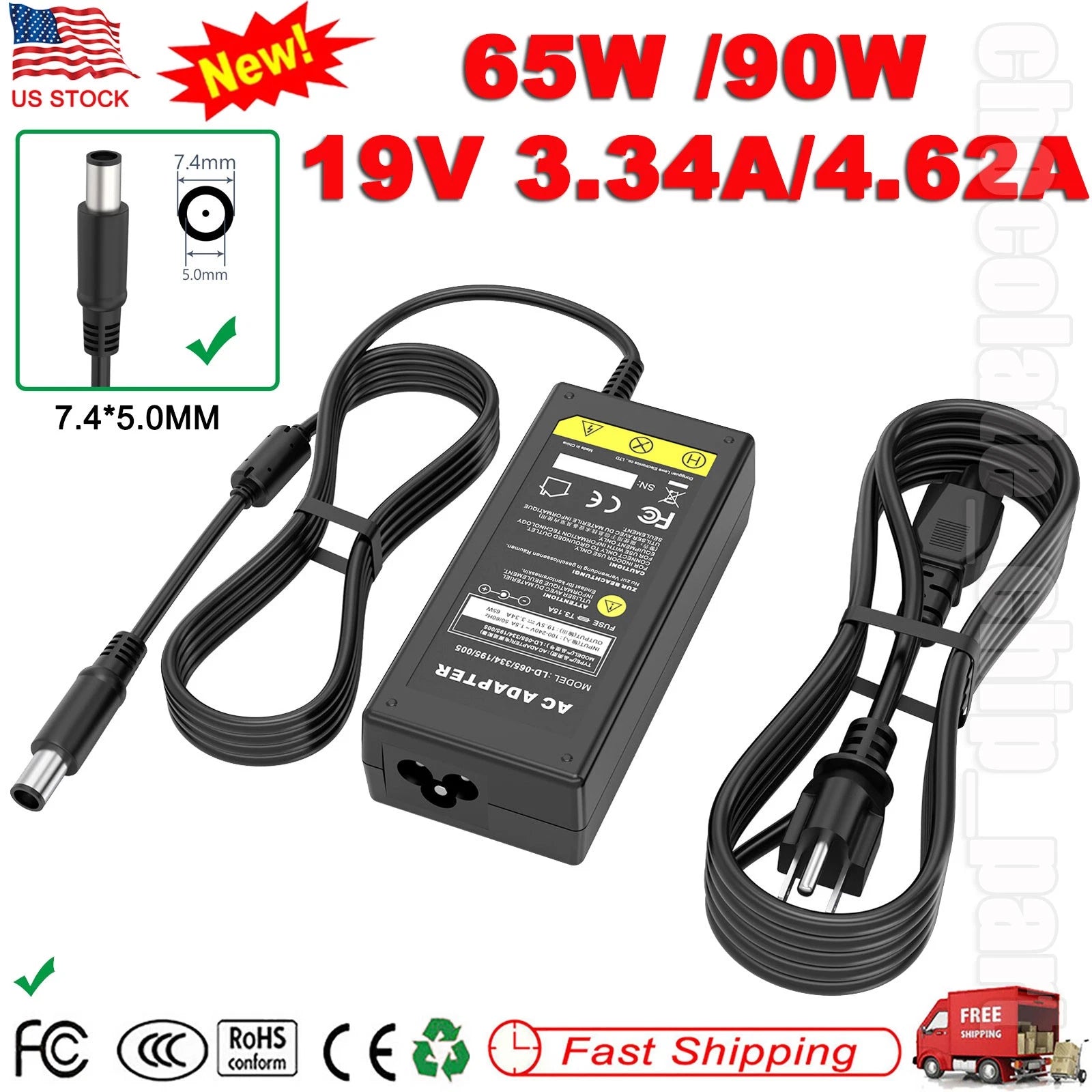 65W/90W Adapter Charger for Dell Latitude 5400 5500 5300 7300 7400 2-in-1 Laptop