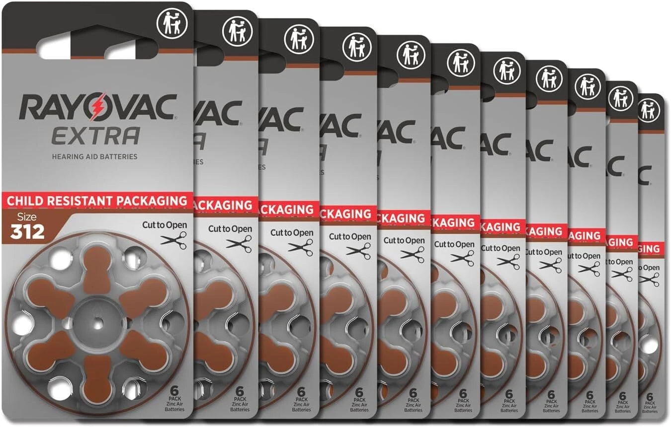 60 Rayovac Extra Advanced Hearing Aid Batteries, SIZE 312 Fast Shipping from USA